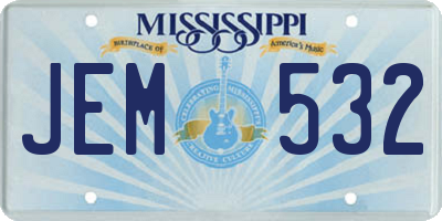 MS license plate JEM532