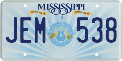 MS license plate JEM538