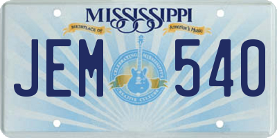 MS license plate JEM540