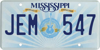 MS license plate JEM547