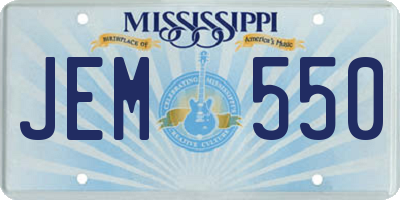 MS license plate JEM550