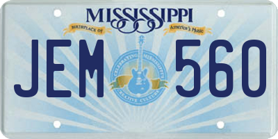 MS license plate JEM560