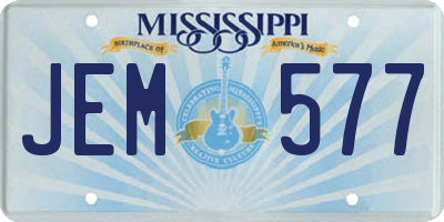 MS license plate JEM577