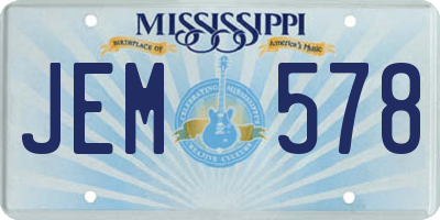 MS license plate JEM578