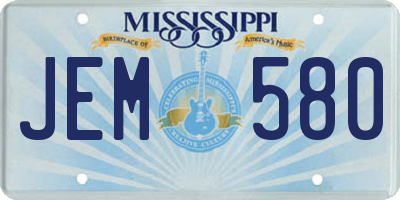 MS license plate JEM580