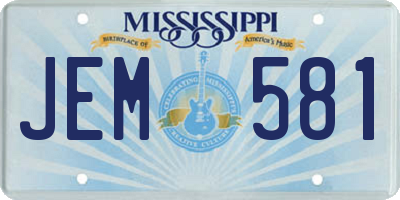 MS license plate JEM581