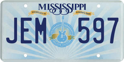 MS license plate JEM597