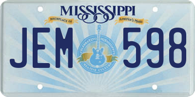 MS license plate JEM598