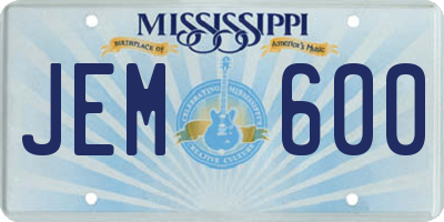 MS license plate JEM600