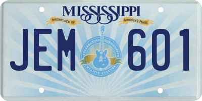 MS license plate JEM601