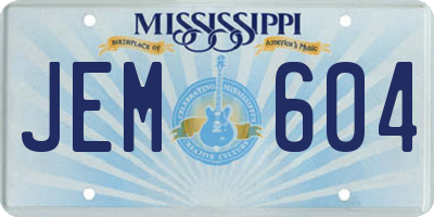 MS license plate JEM604