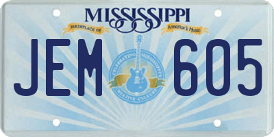 MS license plate JEM605