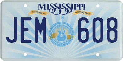MS license plate JEM608
