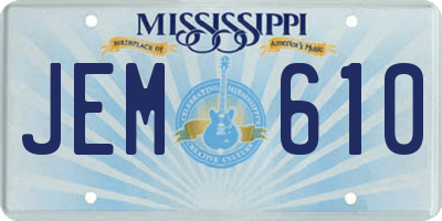 MS license plate JEM610
