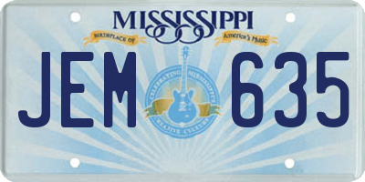 MS license plate JEM635