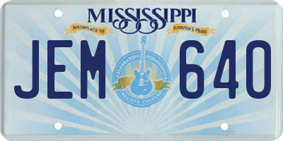 MS license plate JEM640