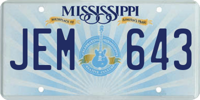MS license plate JEM643