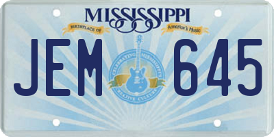 MS license plate JEM645