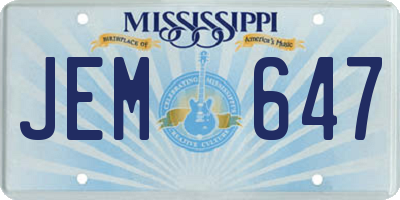 MS license plate JEM647