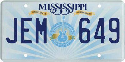 MS license plate JEM649