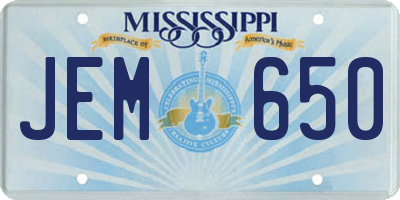 MS license plate JEM650