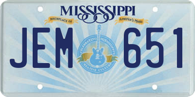 MS license plate JEM651
