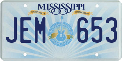 MS license plate JEM653