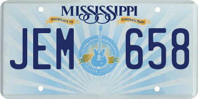 MS license plate JEM658
