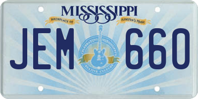 MS license plate JEM660