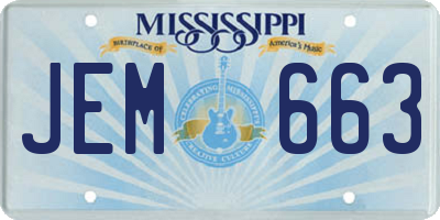 MS license plate JEM663