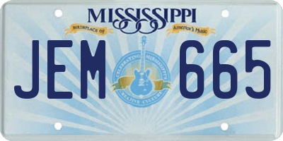 MS license plate JEM665