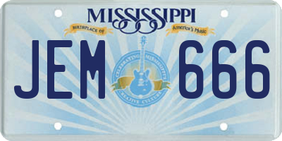 MS license plate JEM666