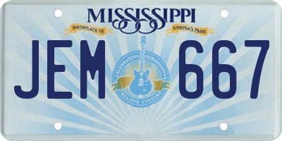 MS license plate JEM667