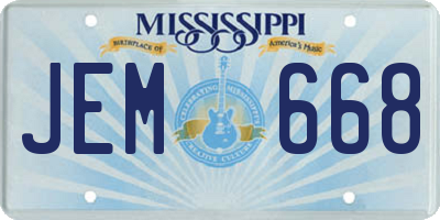 MS license plate JEM668