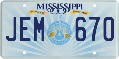 MS license plate JEM670