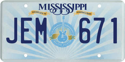 MS license plate JEM671