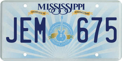 MS license plate JEM675