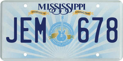 MS license plate JEM678