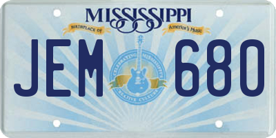 MS license plate JEM680