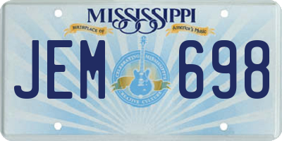 MS license plate JEM698