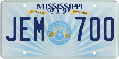 MS license plate JEM700