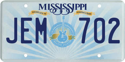 MS license plate JEM702