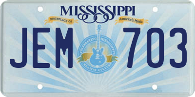 MS license plate JEM703