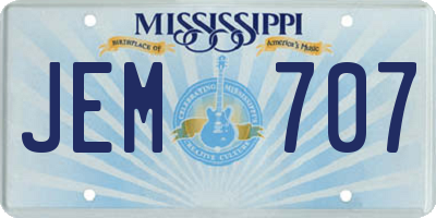 MS license plate JEM707