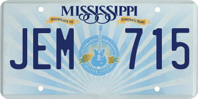 MS license plate JEM715