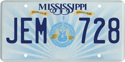 MS license plate JEM728