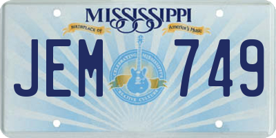 MS license plate JEM749