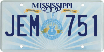 MS license plate JEM751