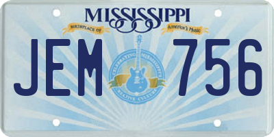 MS license plate JEM756