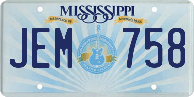 MS license plate JEM758